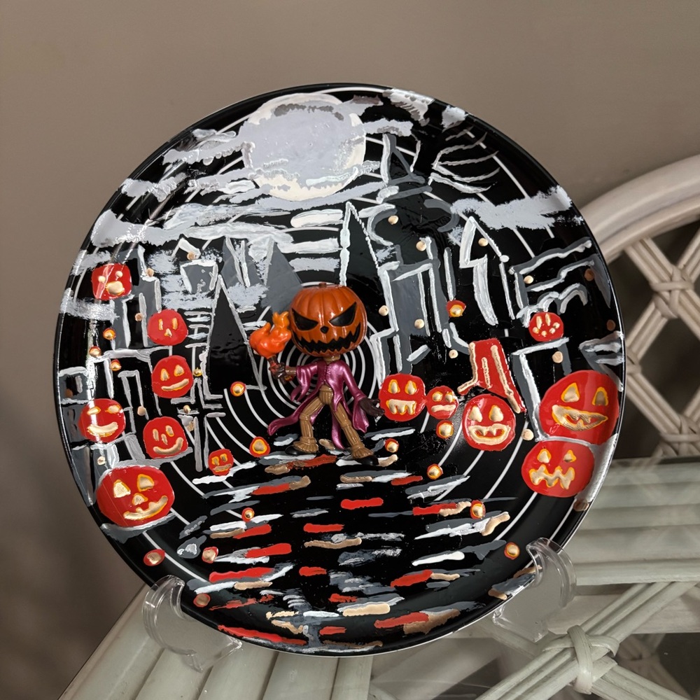 Hand Painted Jack Skellington Ceramic Art Plate - Picture 2 of 5